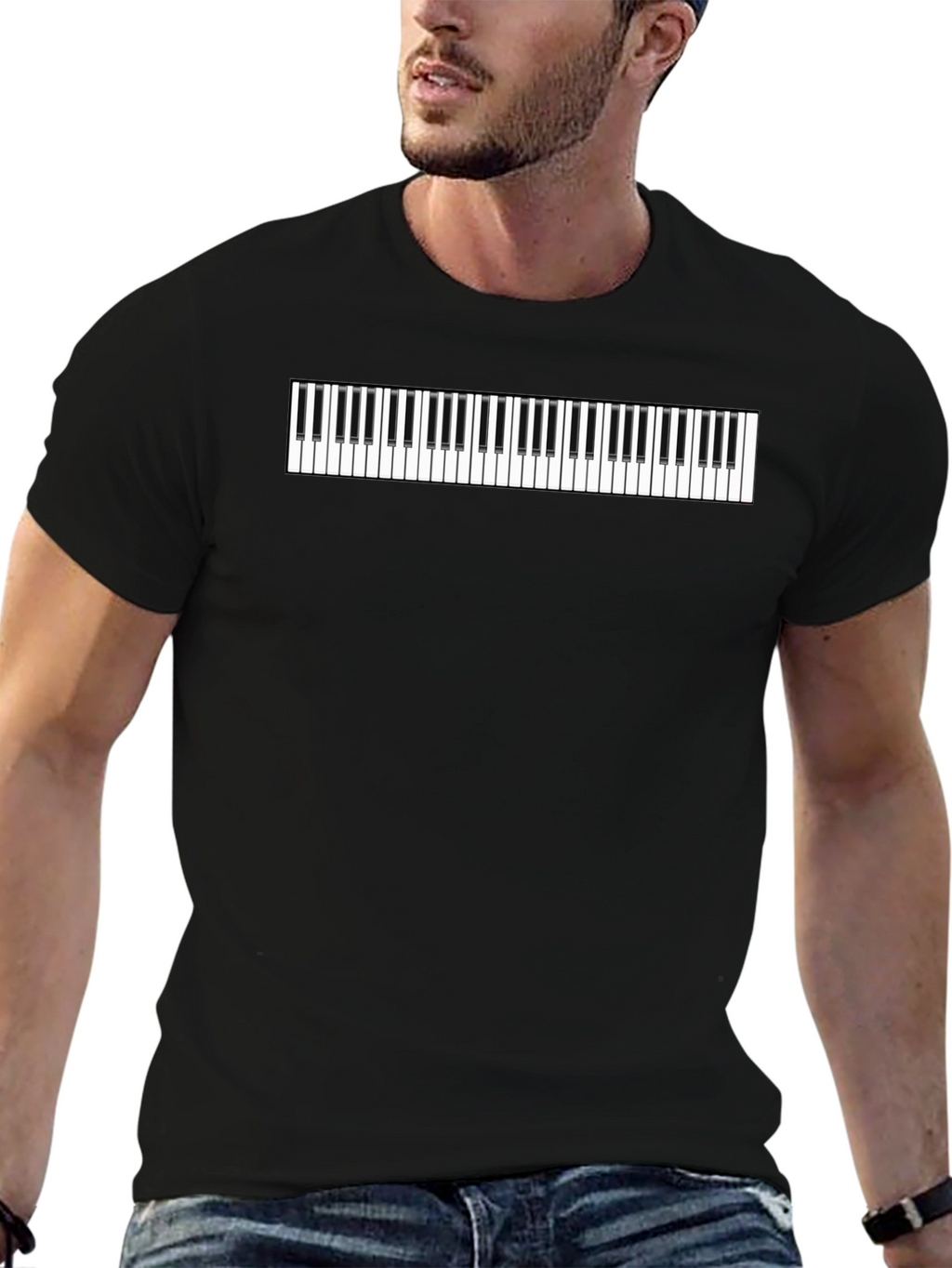Piano Keys Graphic Tee - Black Cotton Comfort