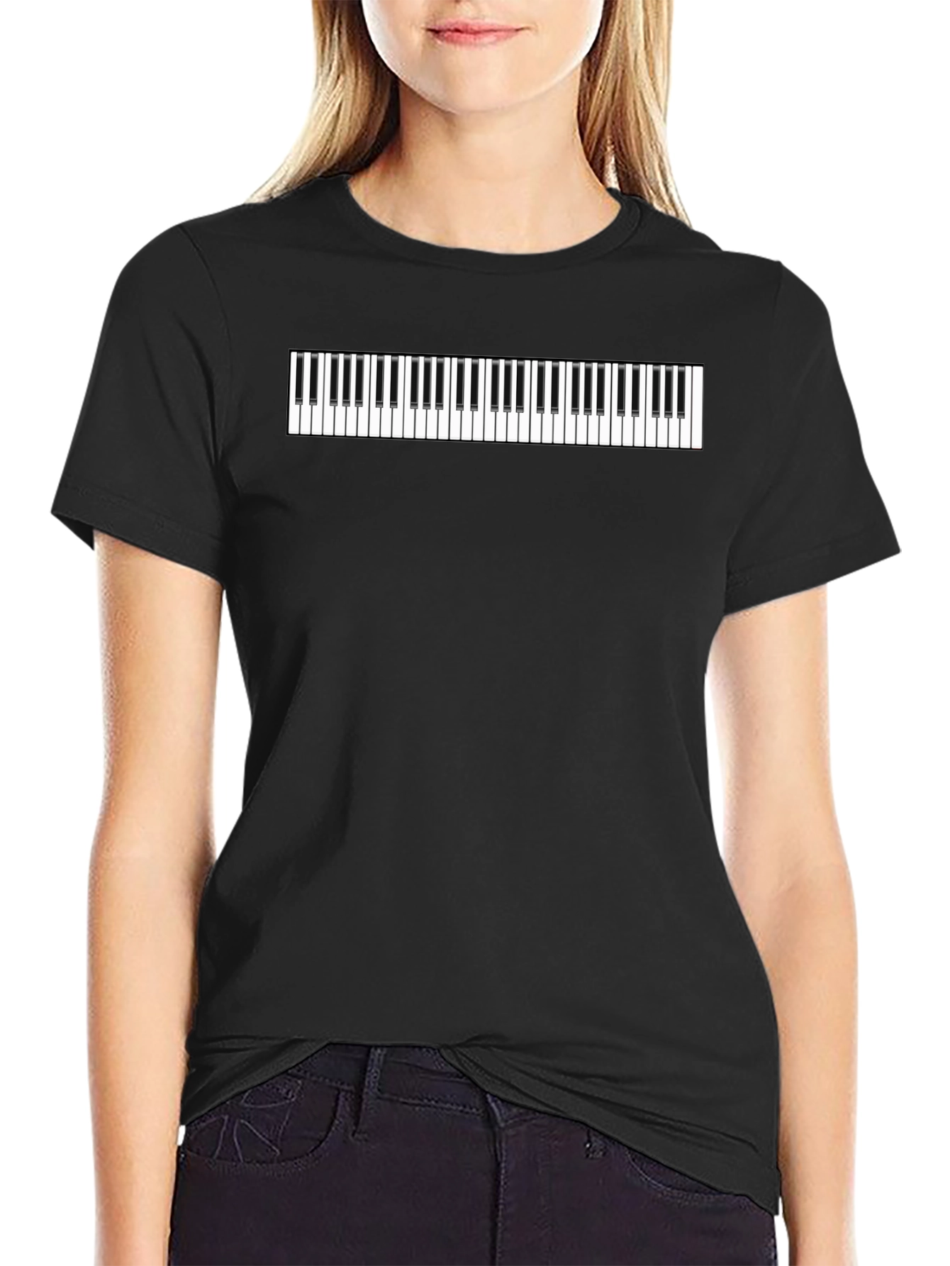 Piano Keys Graphic Tee - Black Cotton Comfort