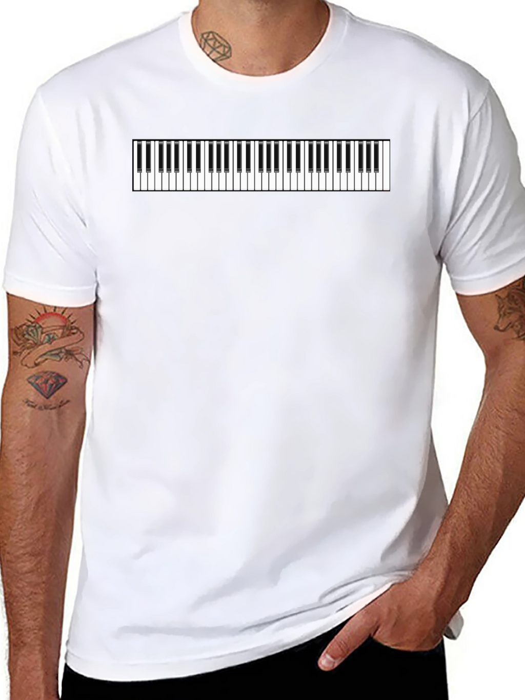 Piano Keys Graphic Tee - Black Cotton Comfort