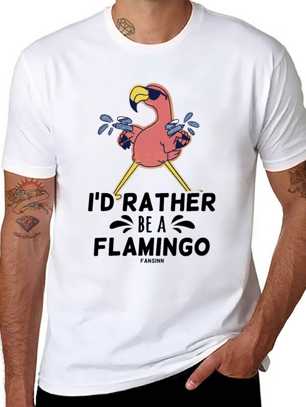 Id Rather Be A Flamingo Black T-Shirt