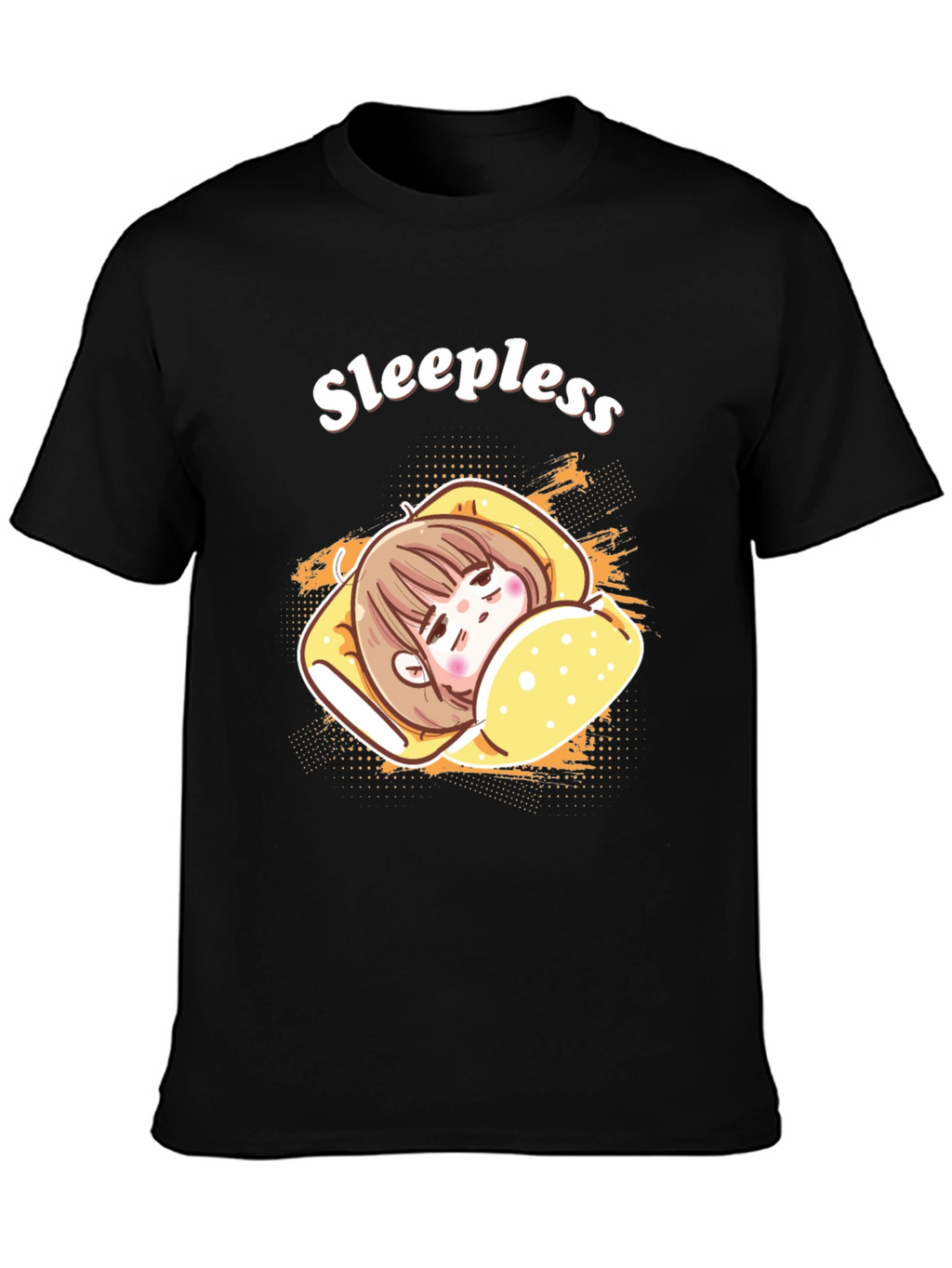 Sleepless Cartoon Graphic Black T-Shirt