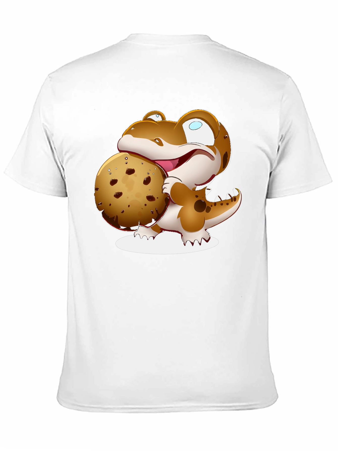 Cartoon Dinosaur Cookie Graphic Black T-Shirt