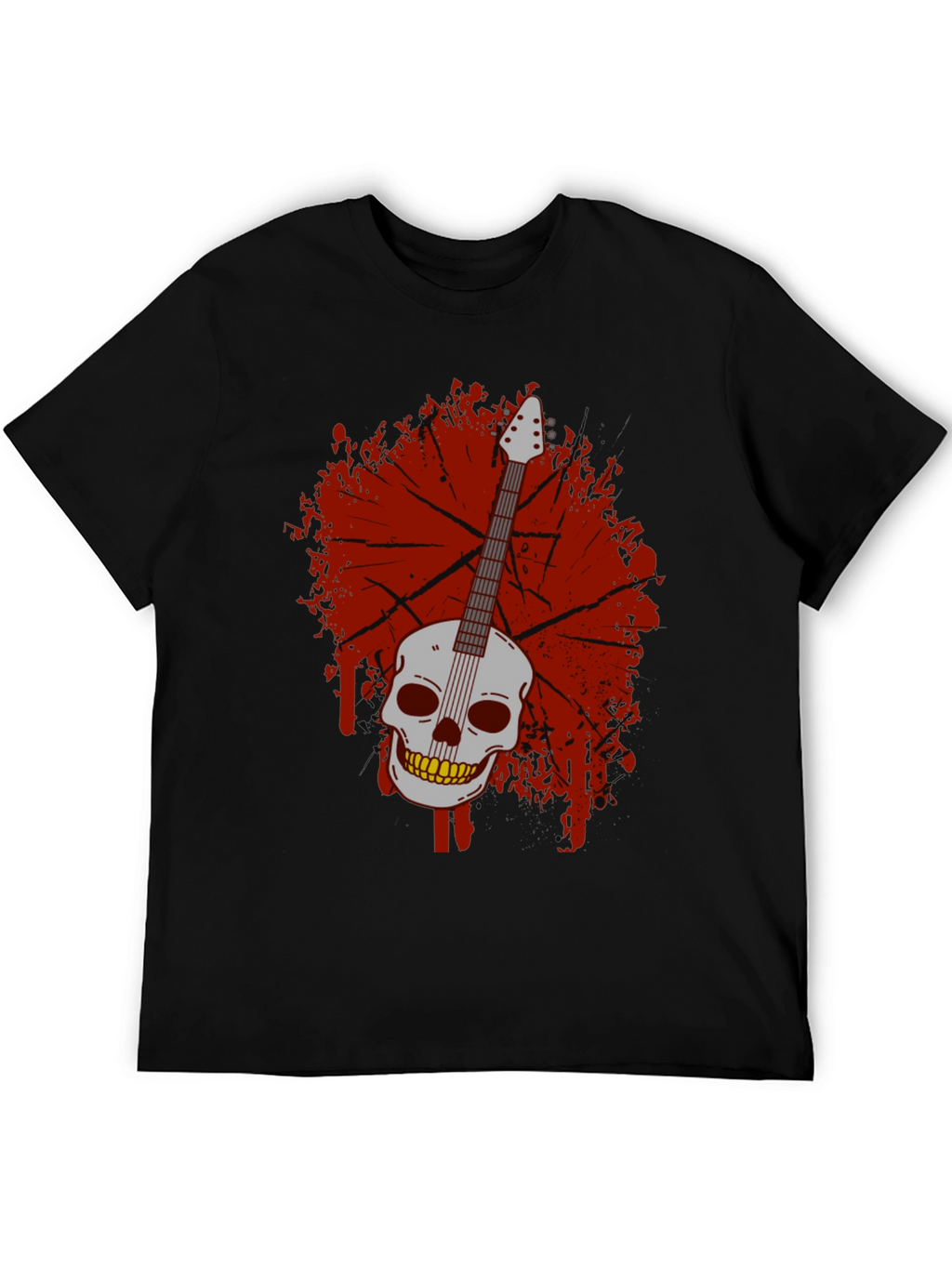 Skull Guitar Graphic T-Shirt - Rock & Roll Style