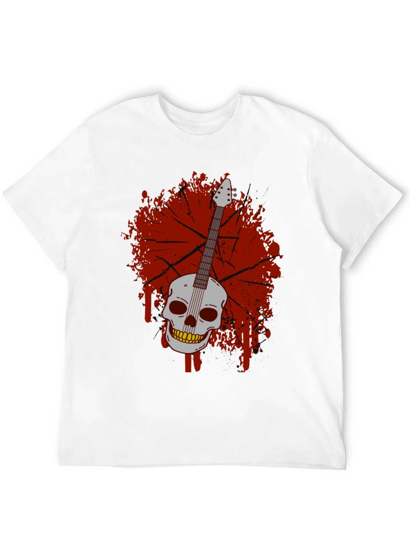 Skull Guitar Graphic T-Shirt - Rock & Roll Style