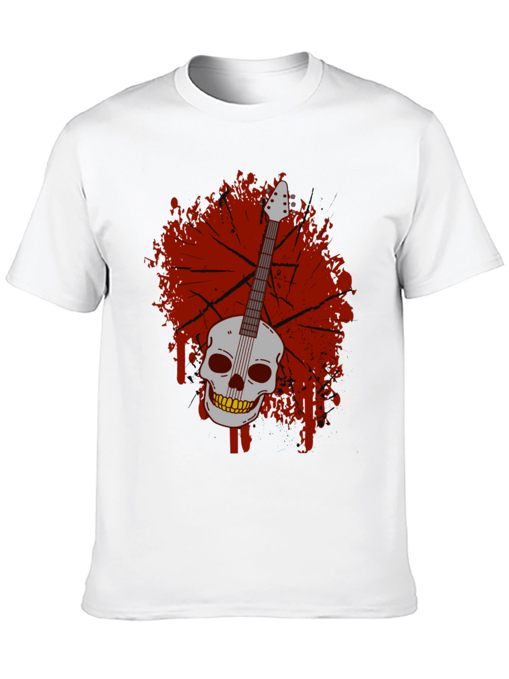 Skull Guitar Graphic T-Shirt - Rock & Roll Style