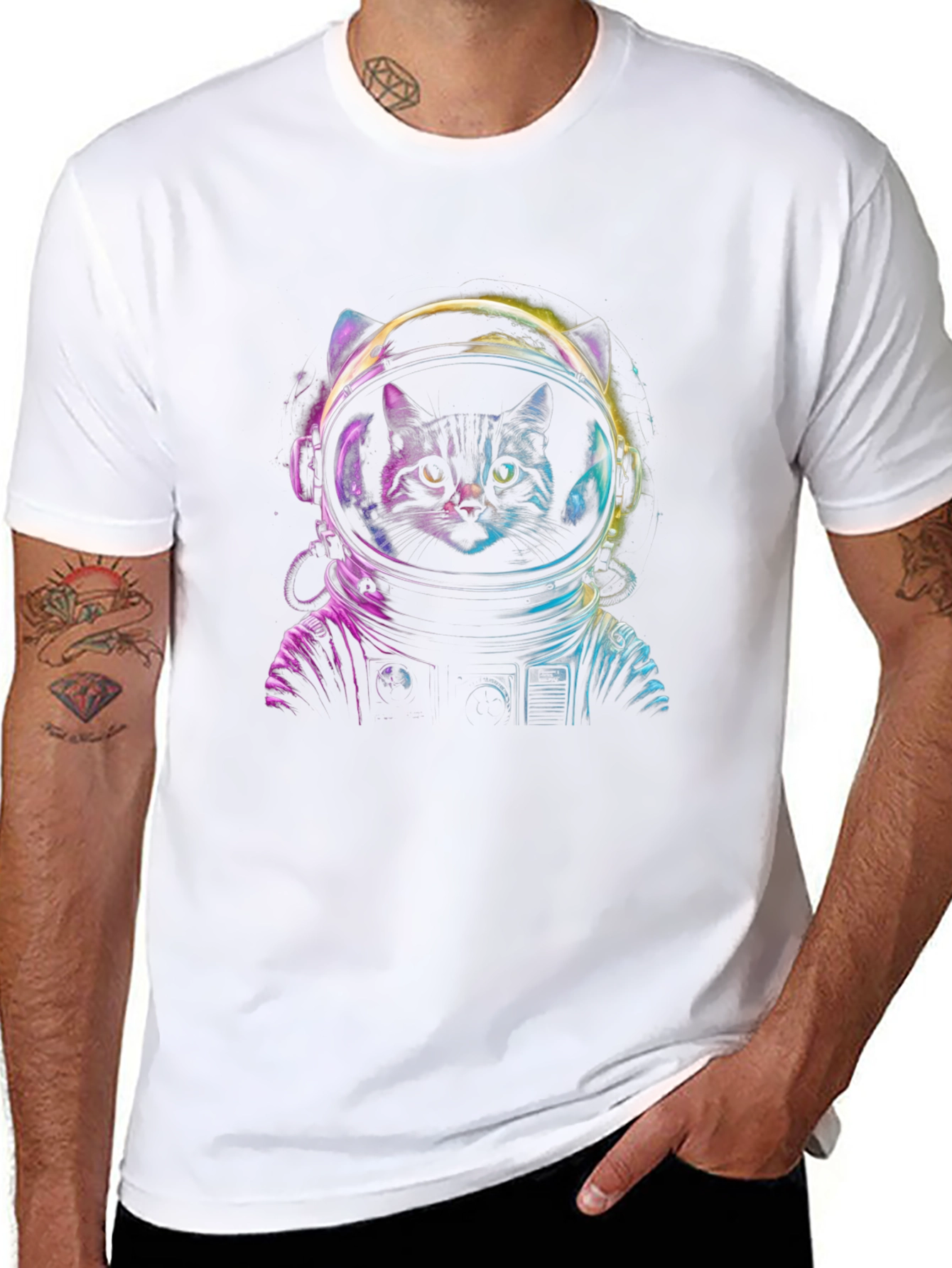 Astronaut Cat Graphic Tee - Space Kitten T-Shirt
