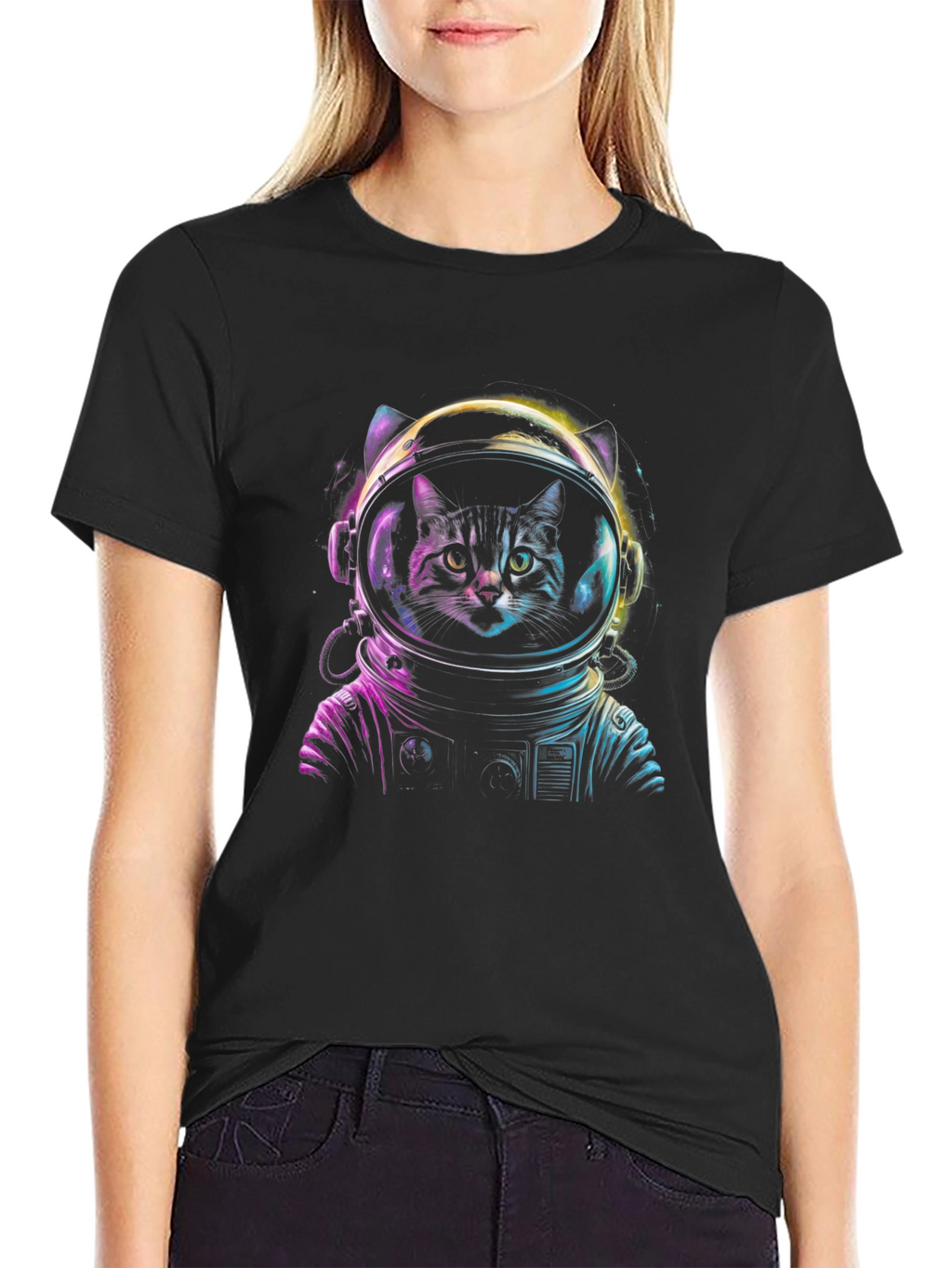 Astronaut Cat Graphic Tee - Space Kitten T-Shirt