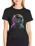 Astronaut Cat Graphic Tee - Space Kitten T-Shirt