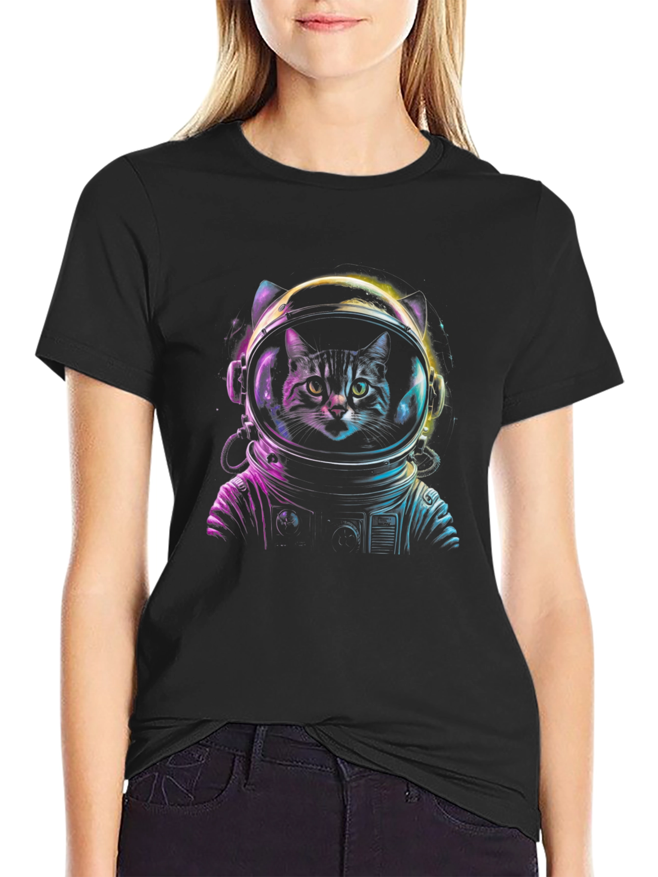 Astronaut Cat Graphic Tee - Space Kitten T-Shirt