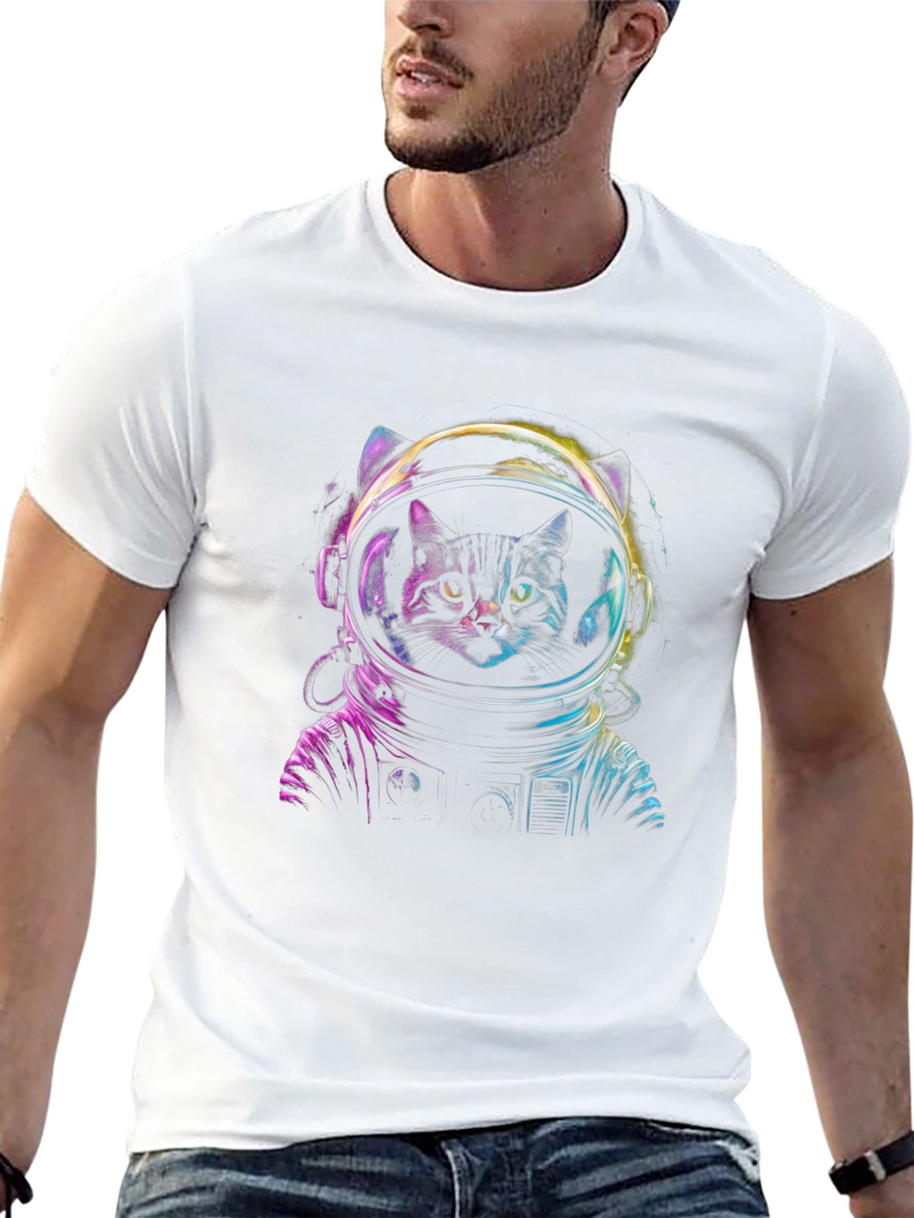 Astronaut Cat Graphic Tee - Space Kitten T-Shirt