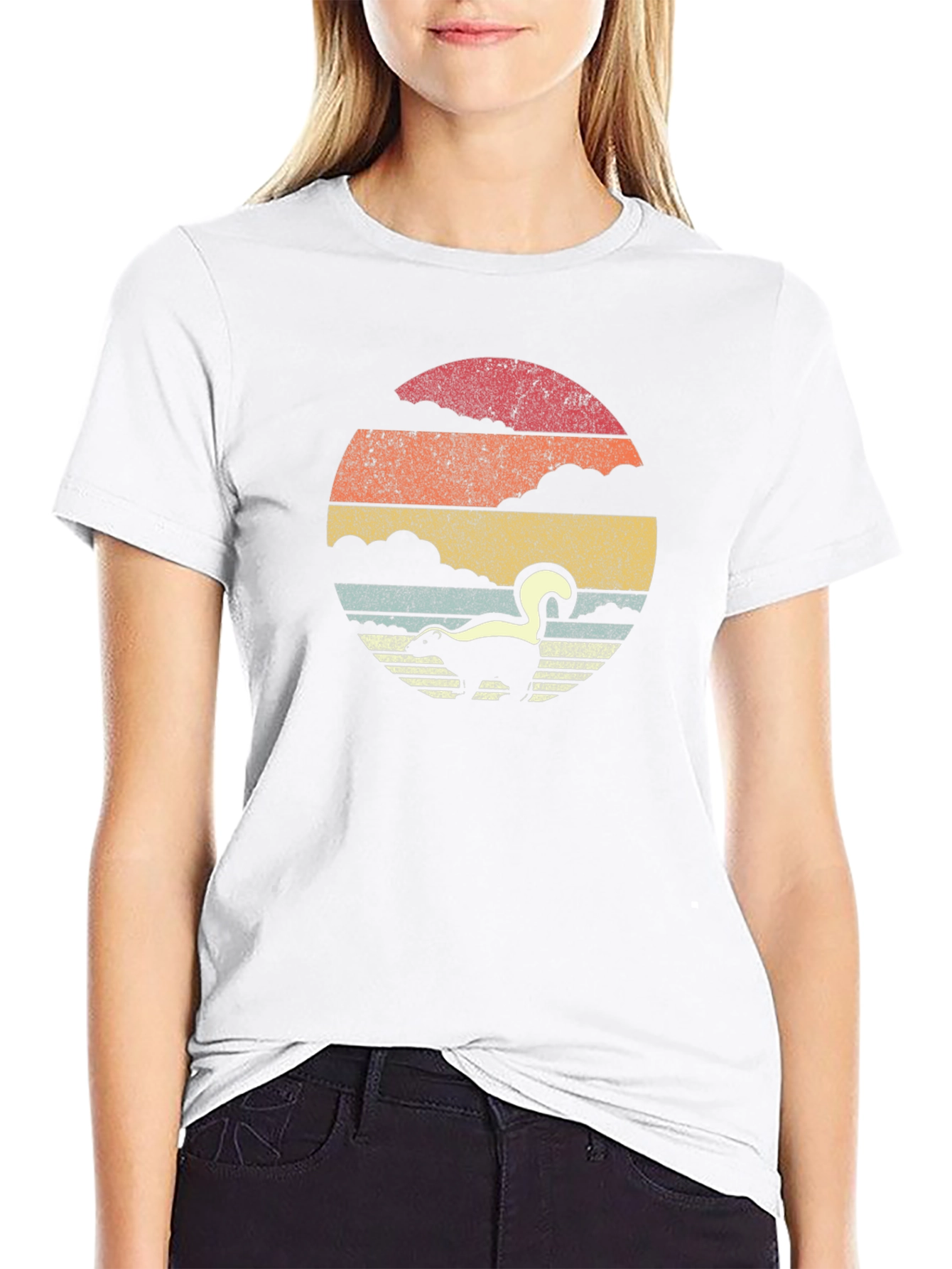 Retro Skunk Sunset T-Shirt - Soft Cotton Blend
