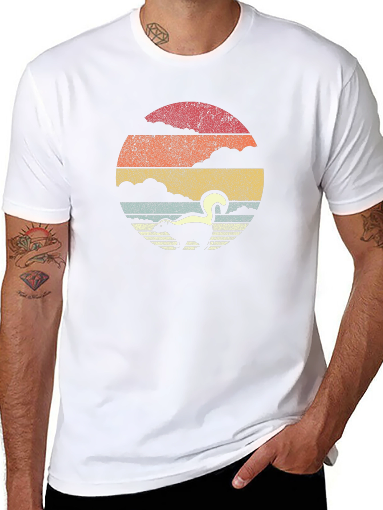 Retro Skunk Sunset T-Shirt - Soft Cotton Blend