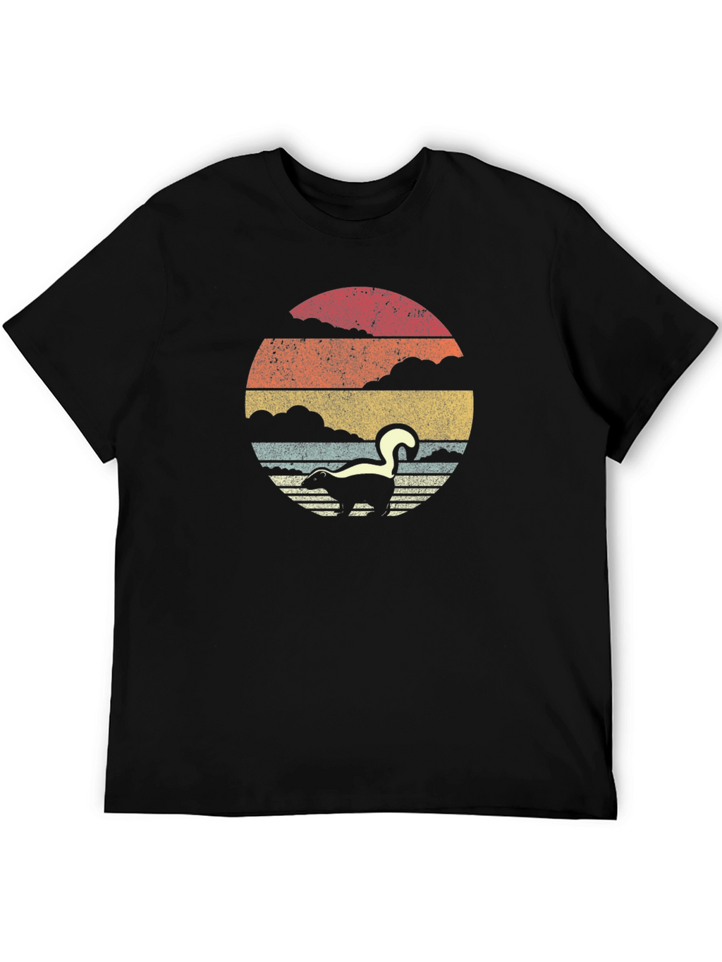 Retro Skunk Sunset T-Shirt - Soft Cotton Blend