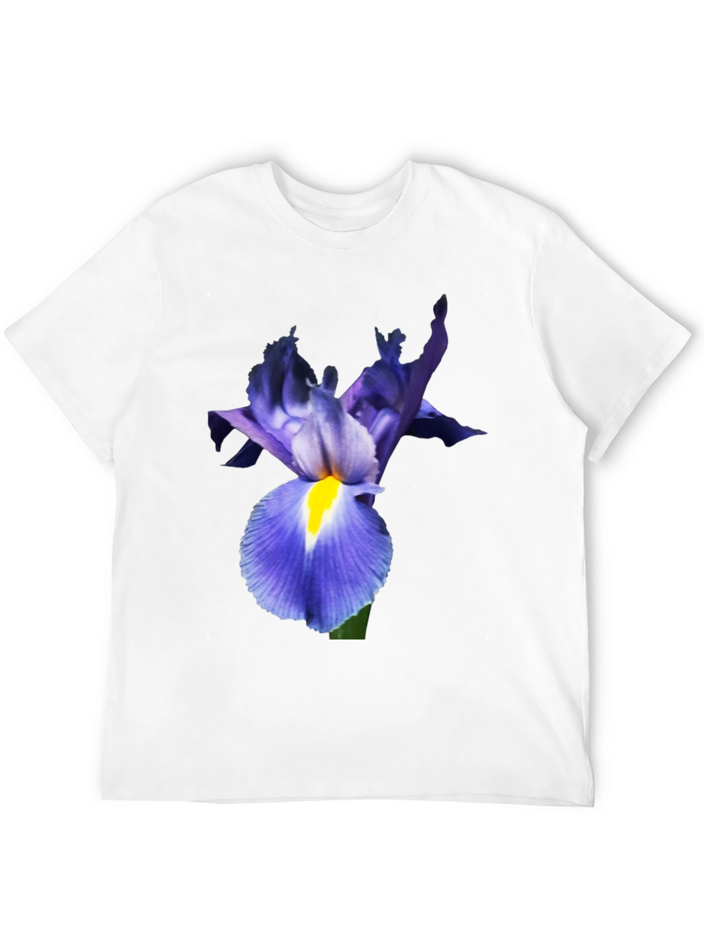 Iris Flower Print Black T-Shirt