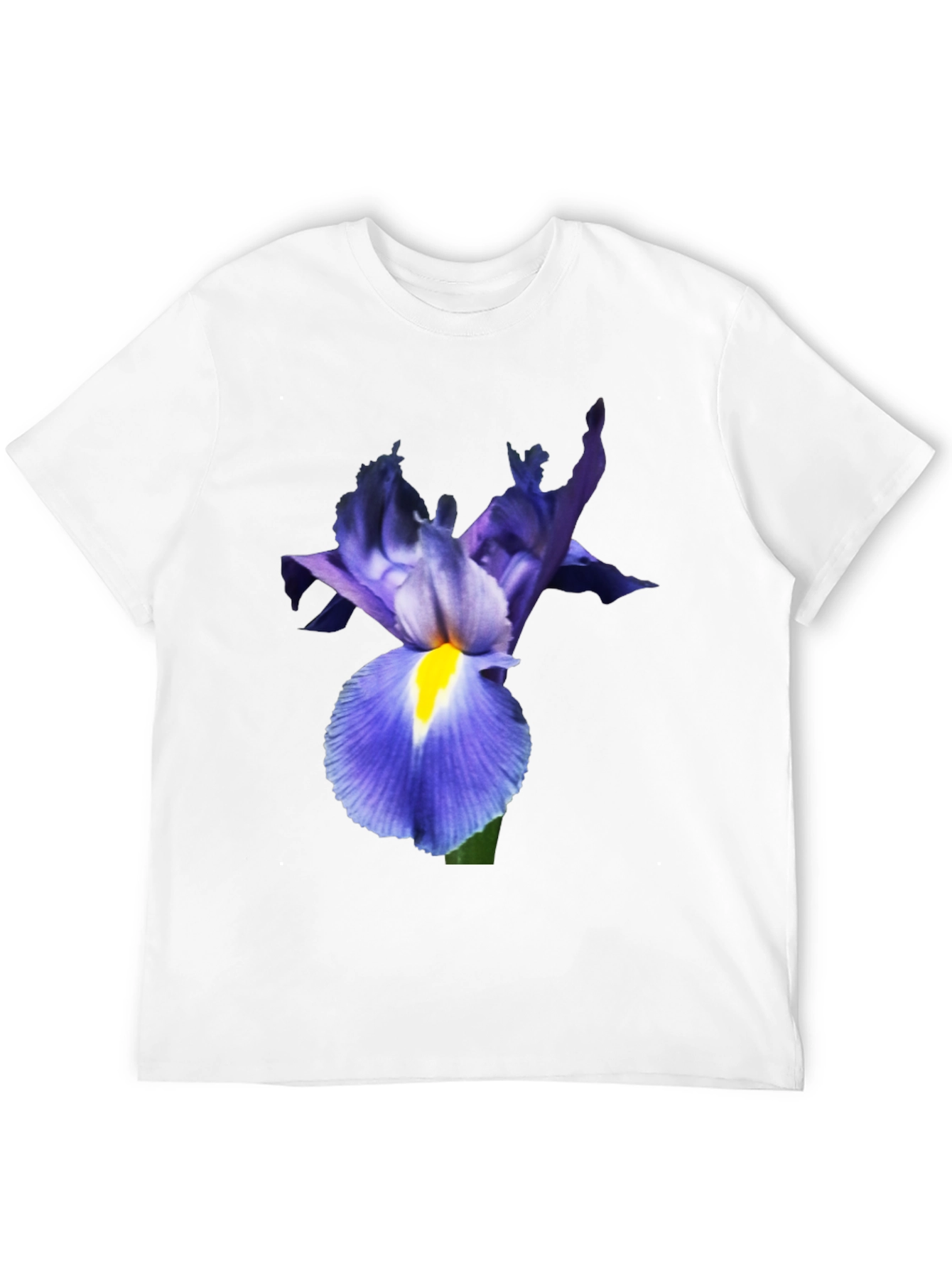 Iris Flower Print Black T-Shirt