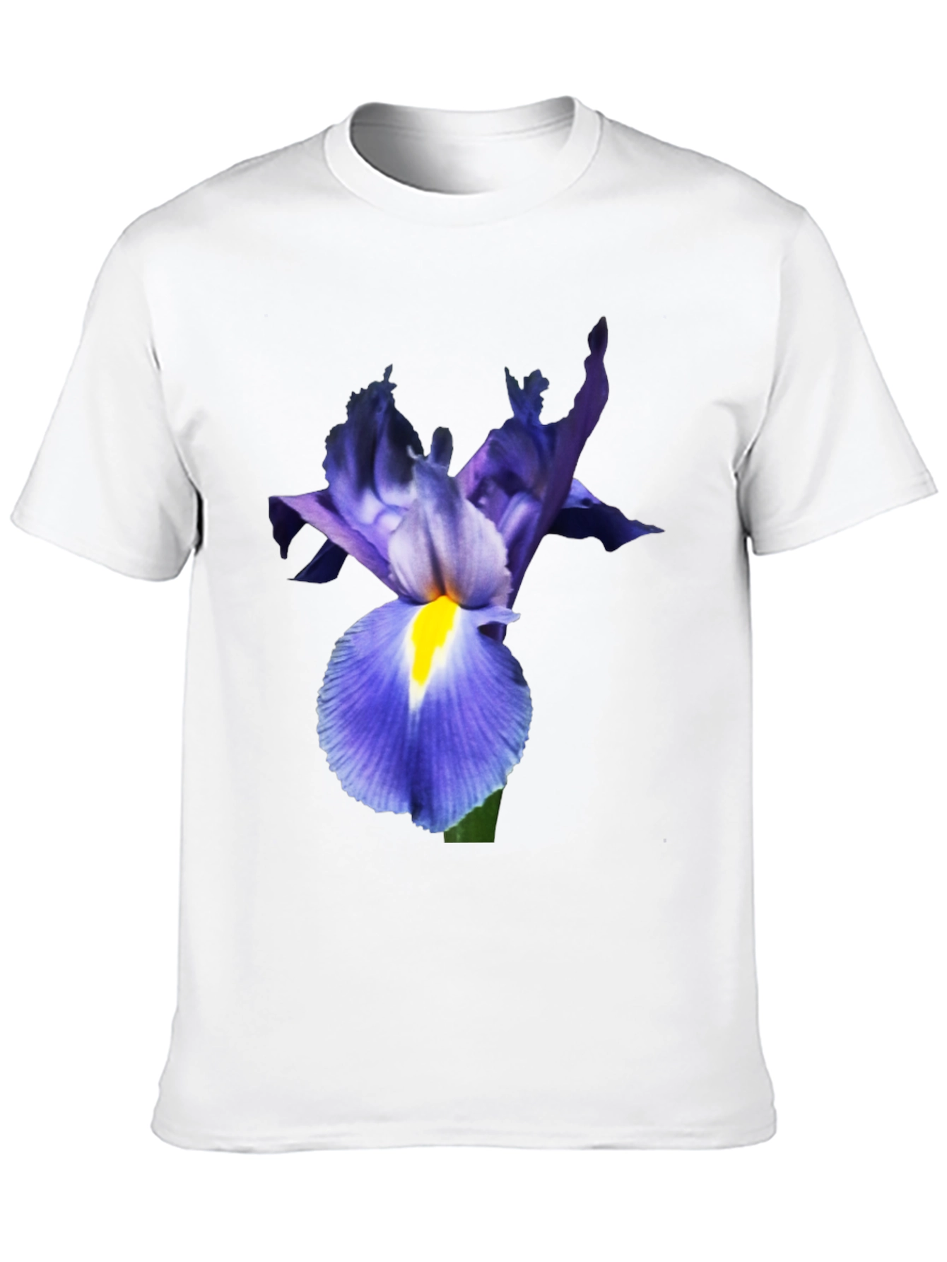 Iris Flower Print Black T-Shirt