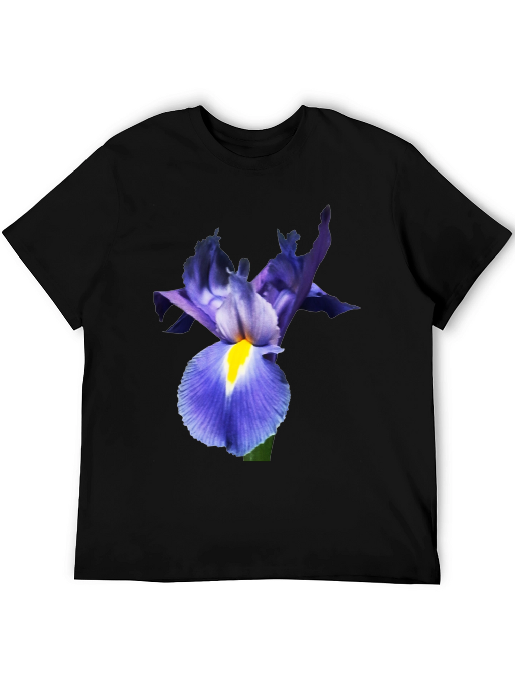 Iris Flower Print Black T-Shirt