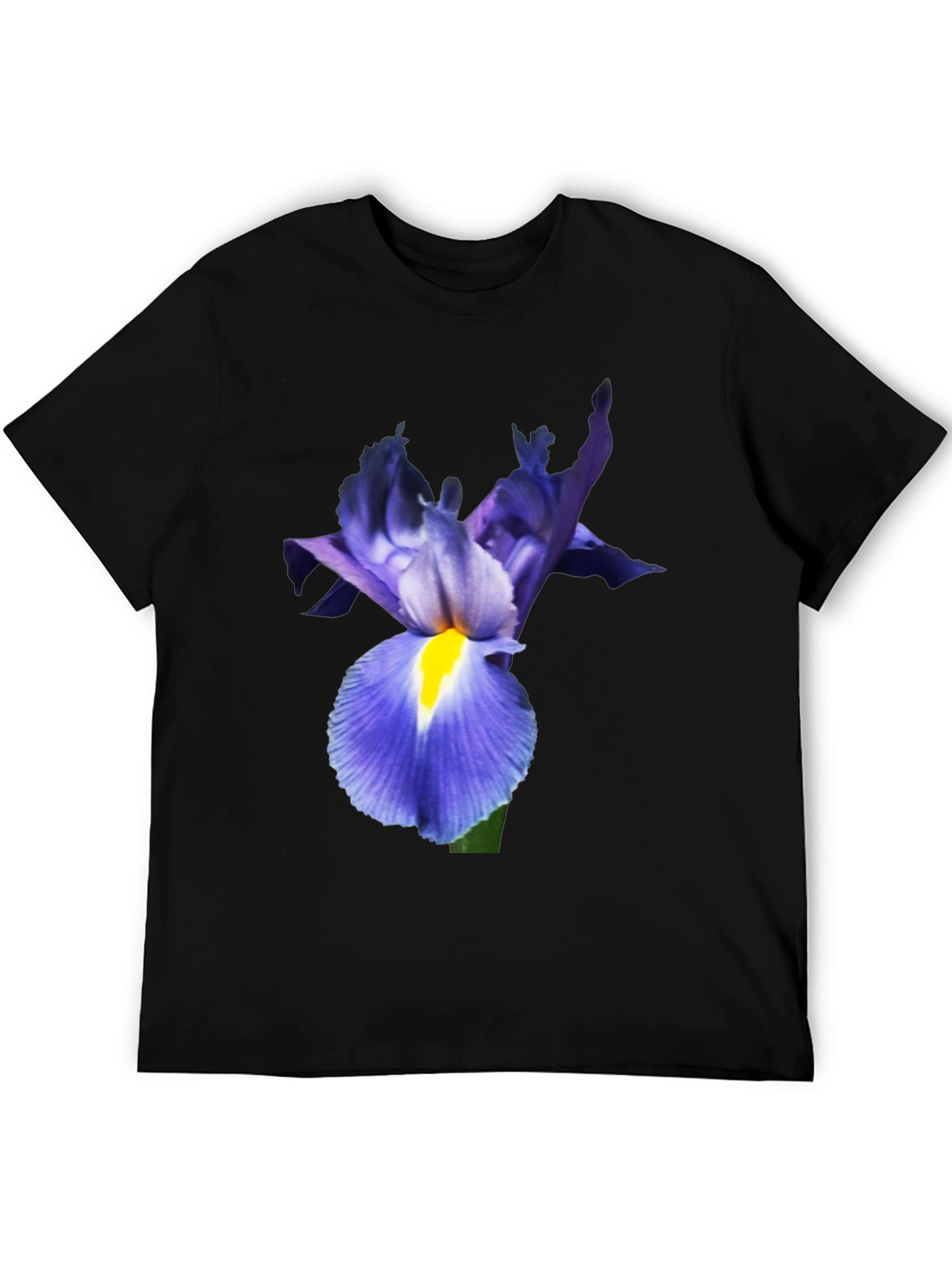 Iris Flower Print Black T-Shirt