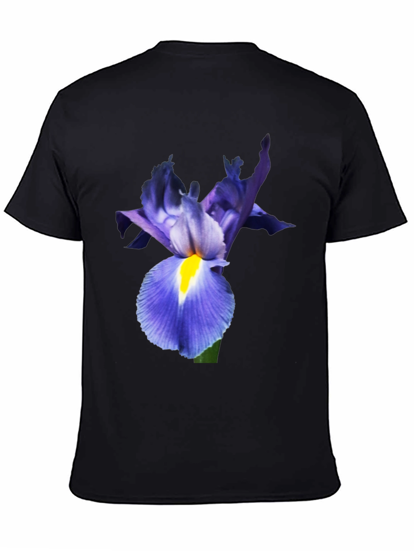 Iris Flower Print Black T-Shirt