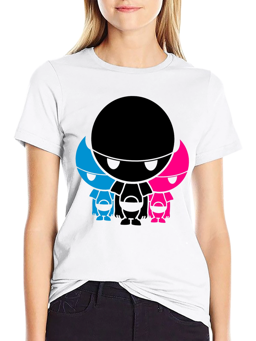 Abstract Character Graphic Print Black T-Shirt