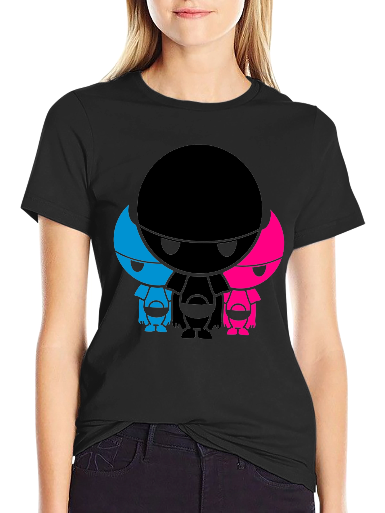 Abstract Character Graphic Print Black T-Shirt