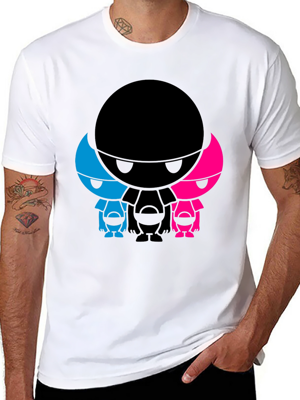 Abstract Character Graphic Print Black T-Shirt