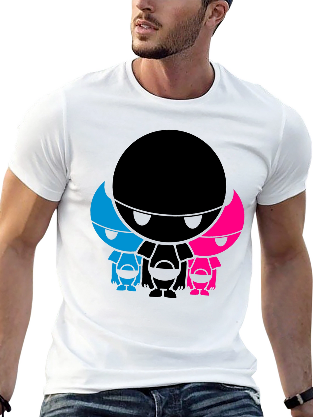 Abstract Character Graphic Print Black T-Shirt