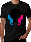 Abstract Character Graphic Print Black T-Shirt