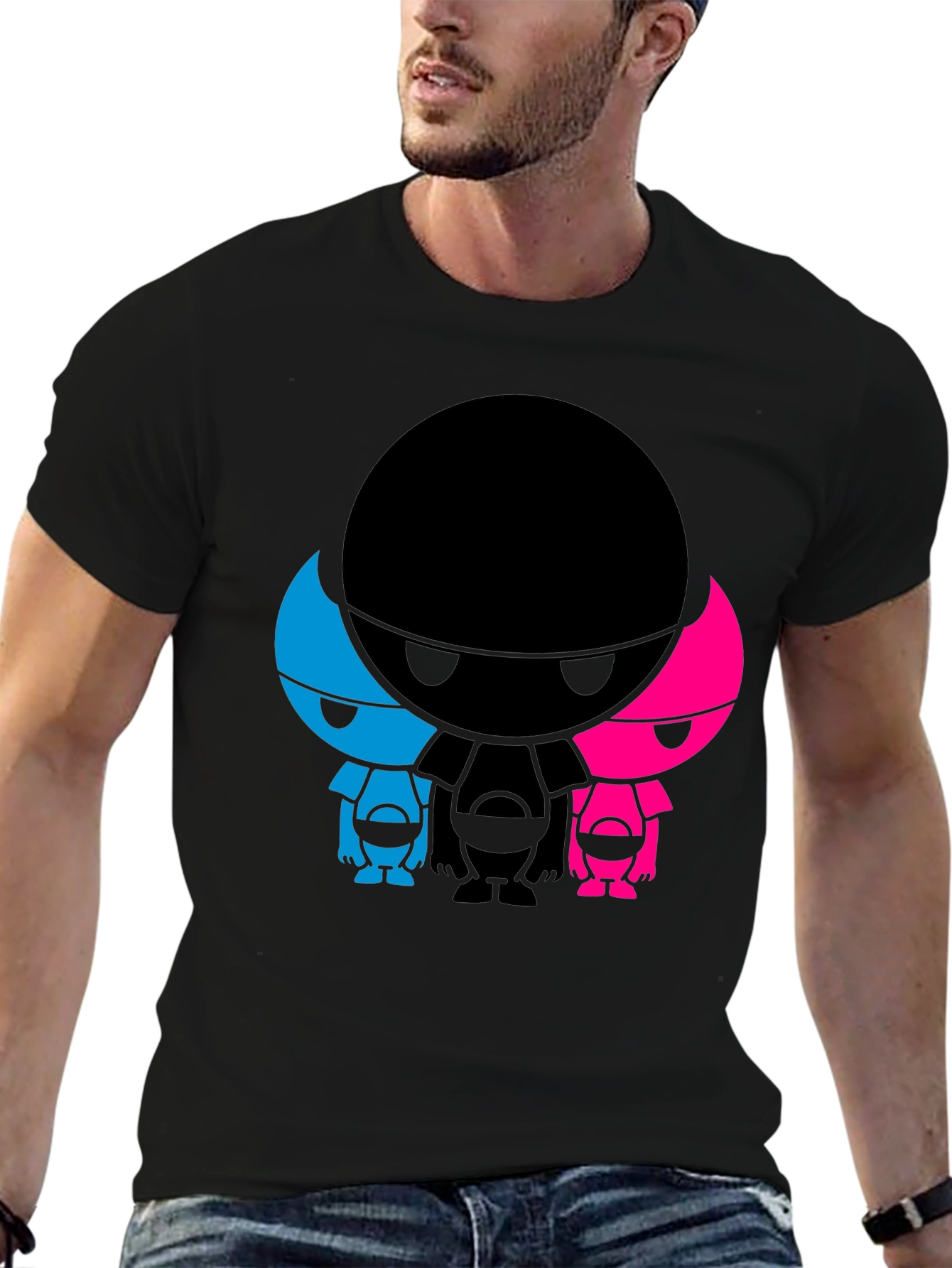 Abstract Character Graphic Print Black T-Shirt