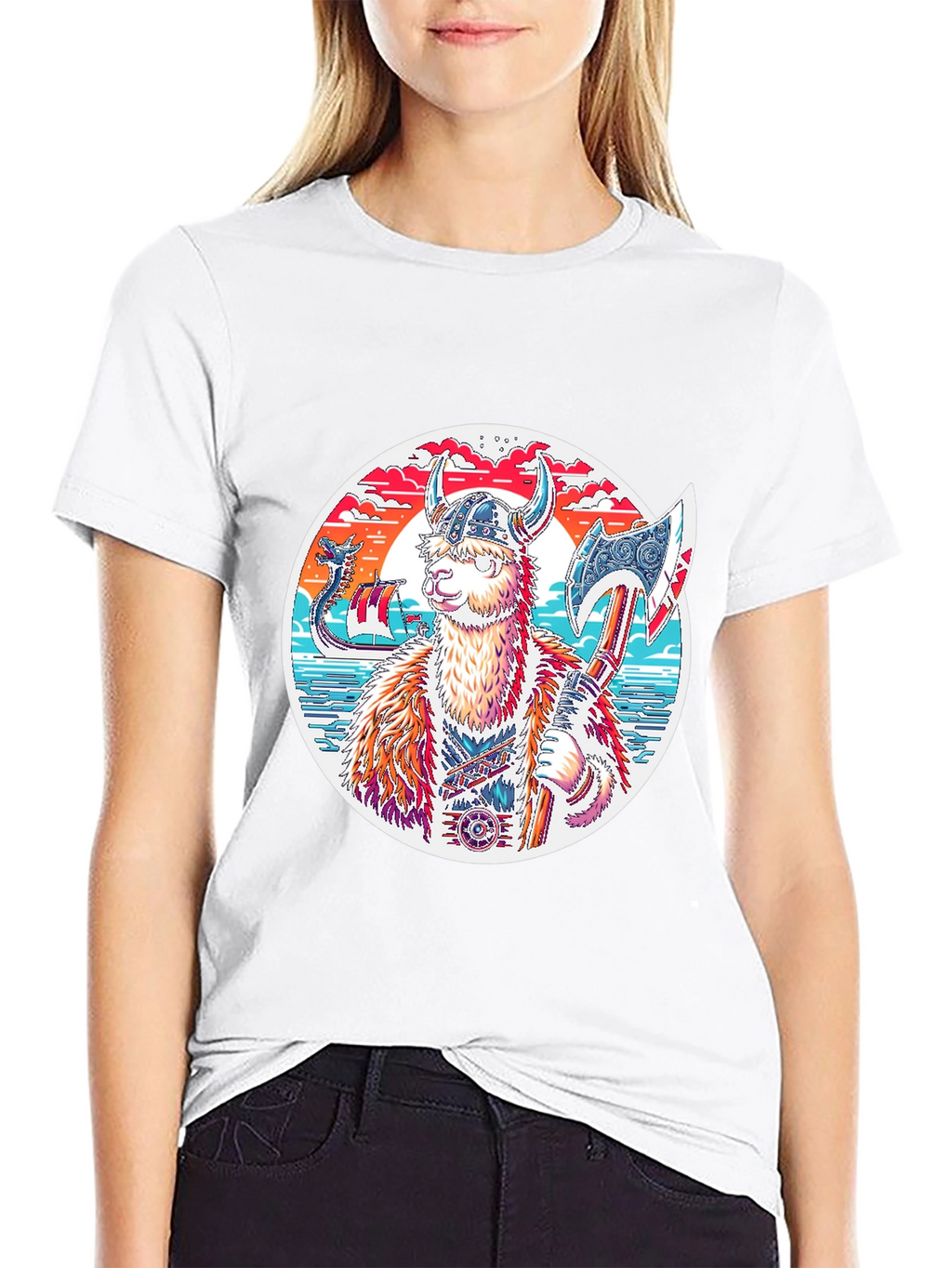 Viking Llama T-Shirt - Unique Graphic Tee