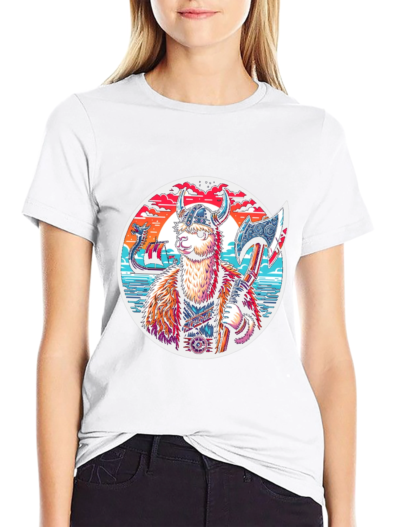 Viking Llama T-Shirt - Unique Graphic Tee