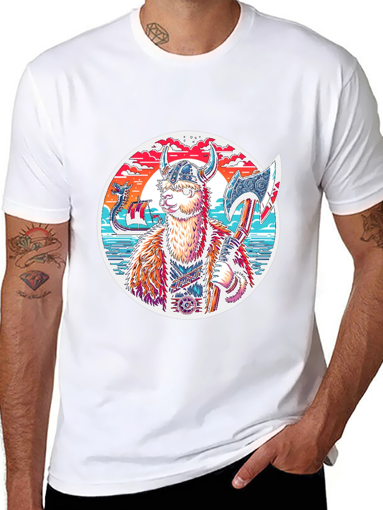 Viking Llama T-Shirt - Unique Graphic Tee