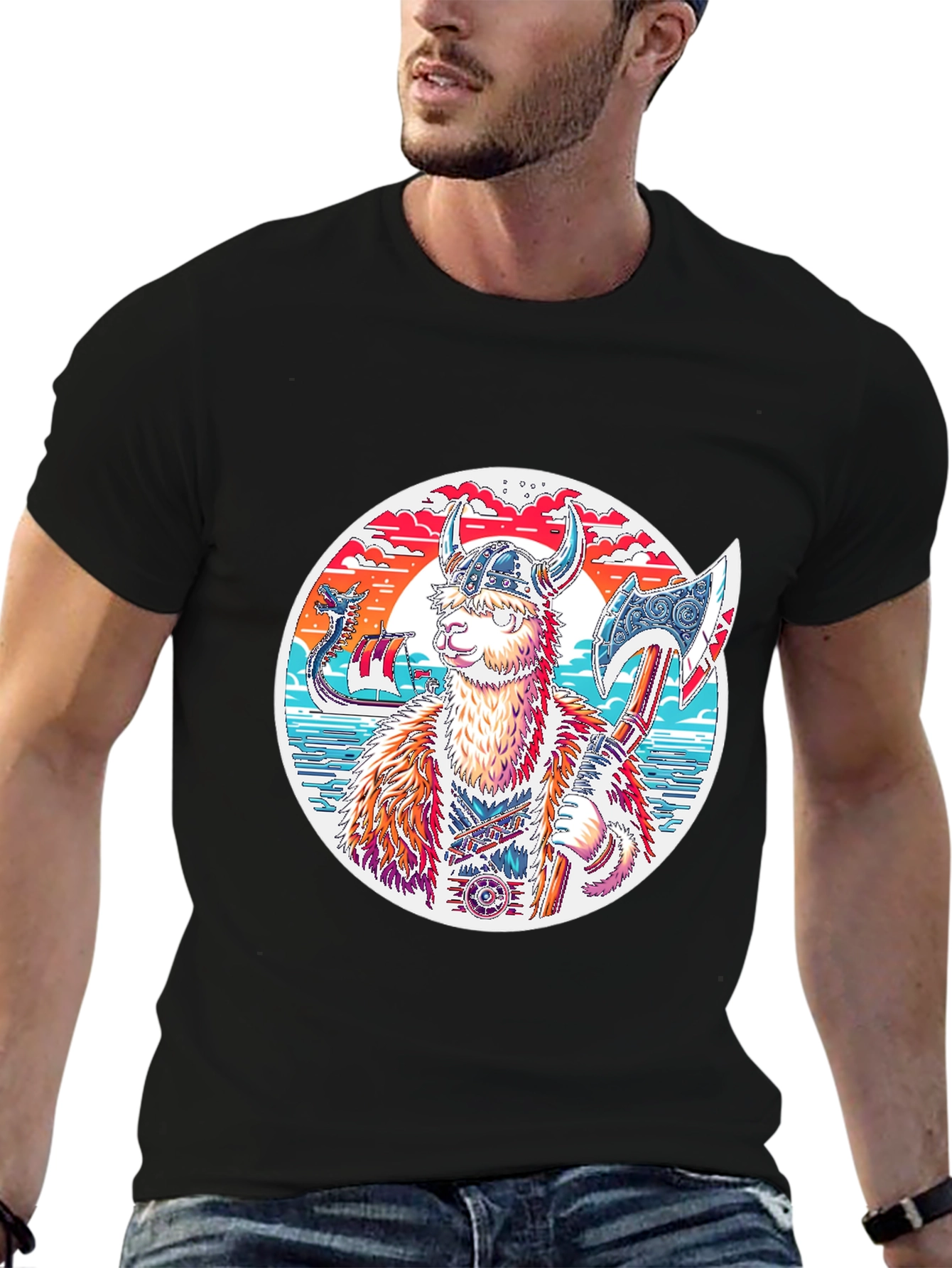 Viking Llama T-Shirt - Unique Graphic Tee