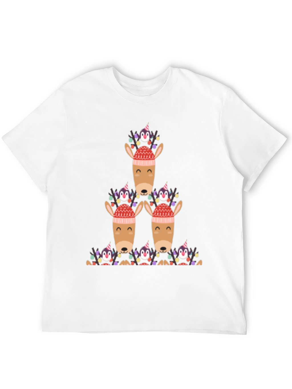 Festive Reindeer & Penguin Christmas T-Shirt