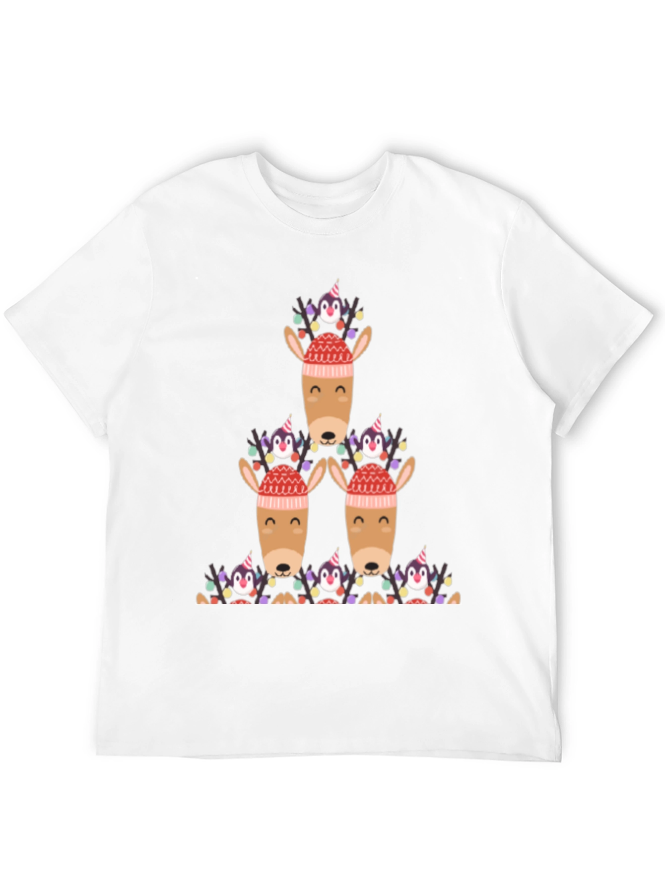Festive Reindeer & Penguin Christmas T-Shirt