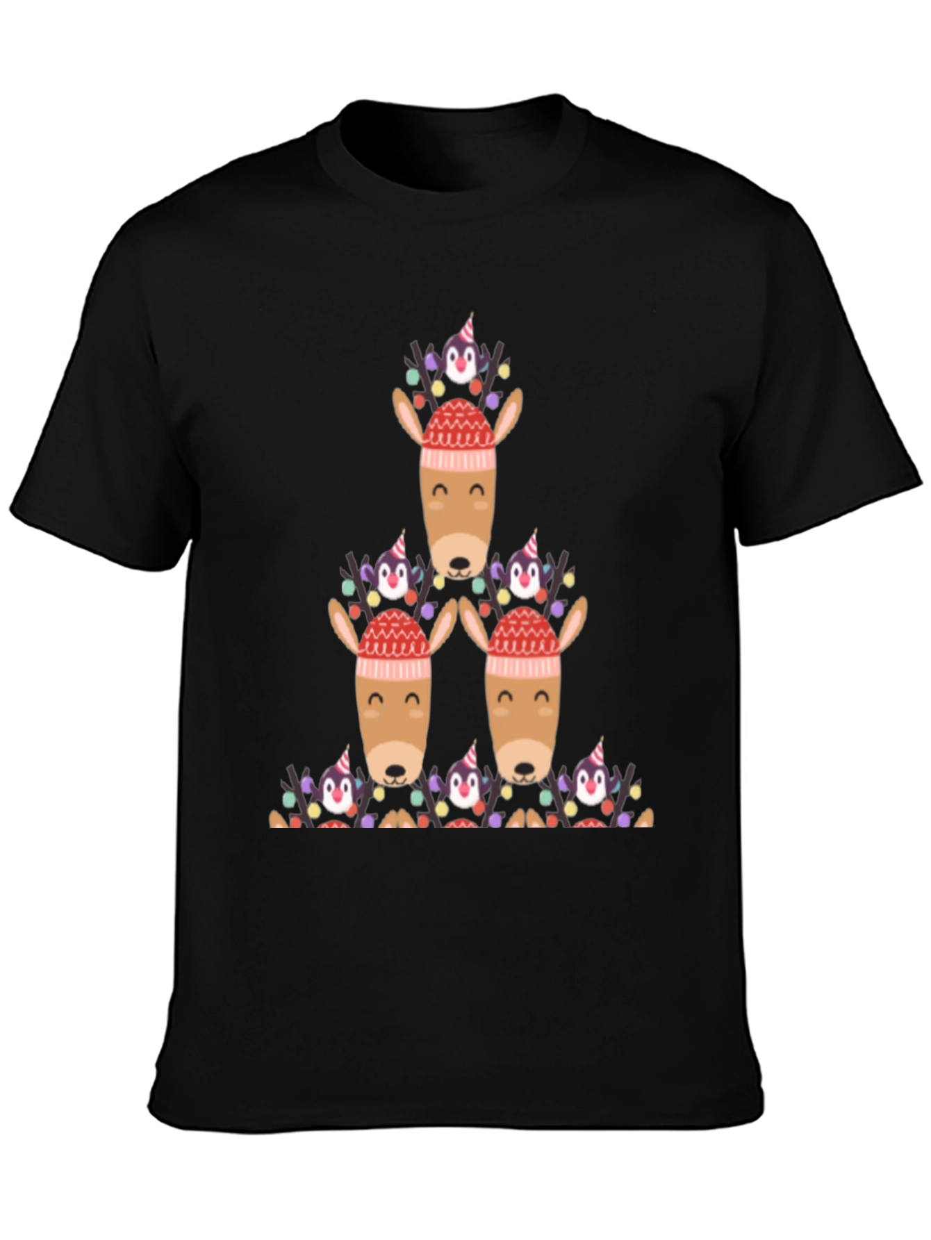 Festive Reindeer & Penguin Christmas T-Shirt