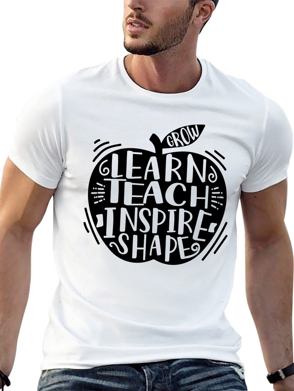 Teacher Apple Graphic Tee - Learn Teach Inspire