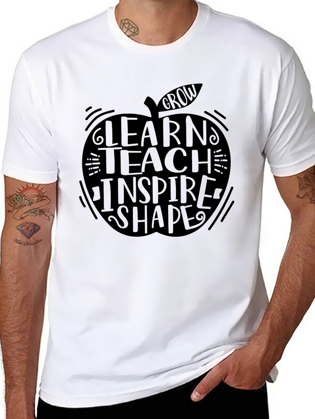 Teacher Apple Graphic Tee - Learn Teach Inspire