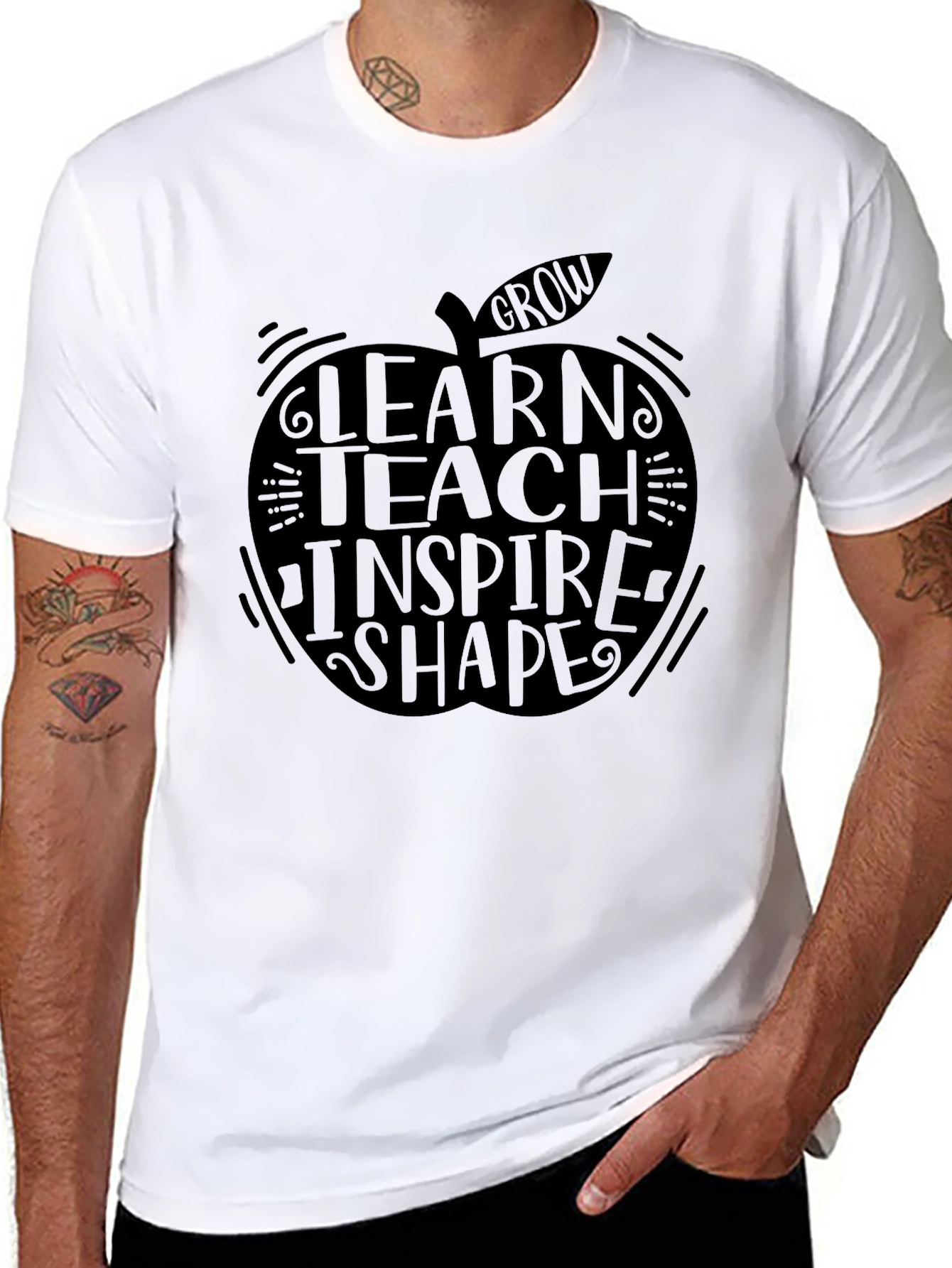 Teacher Apple Graphic Tee - Learn Teach Inspire