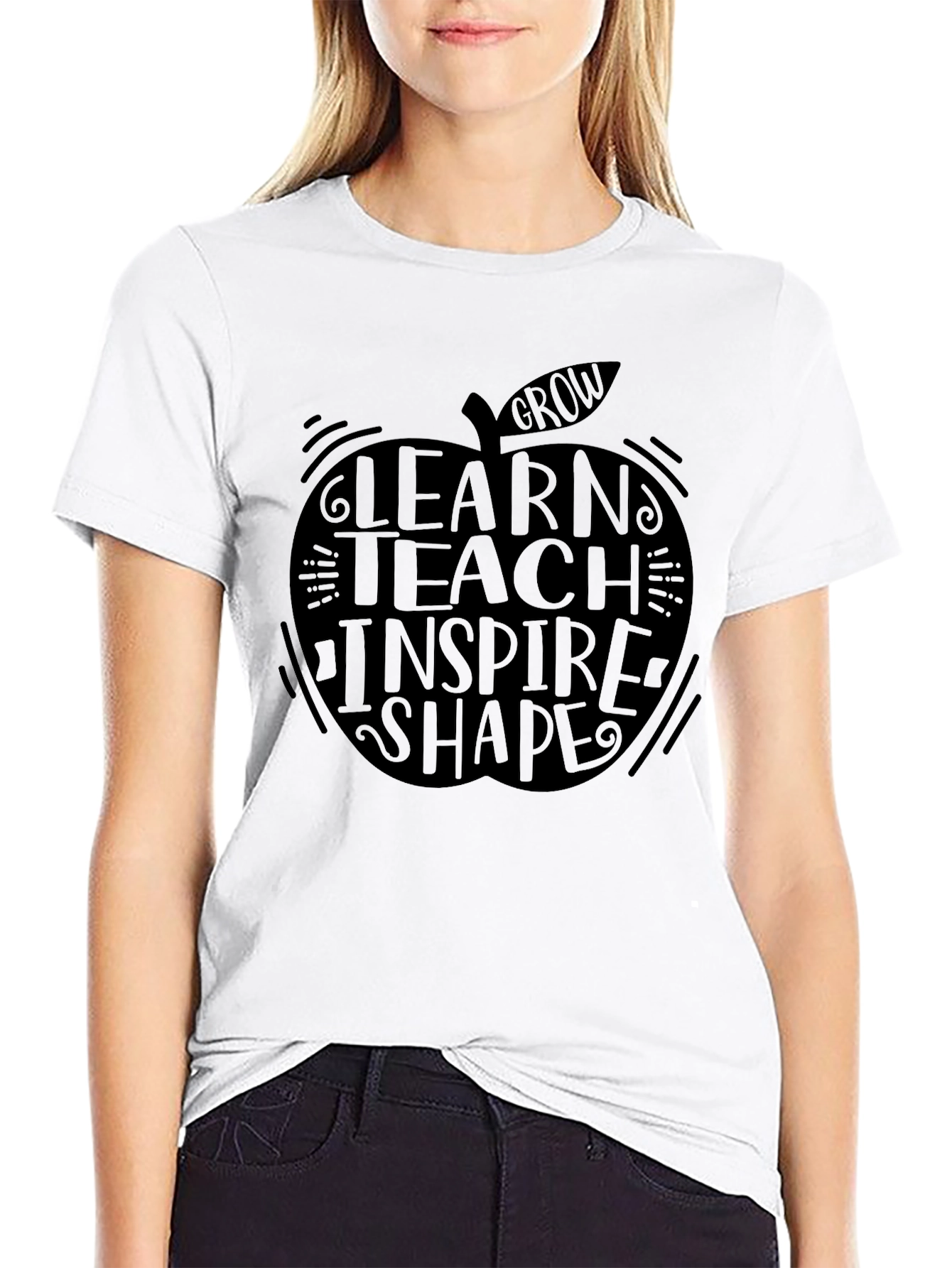 Teacher Apple Graphic Tee - Learn Teach Inspire
