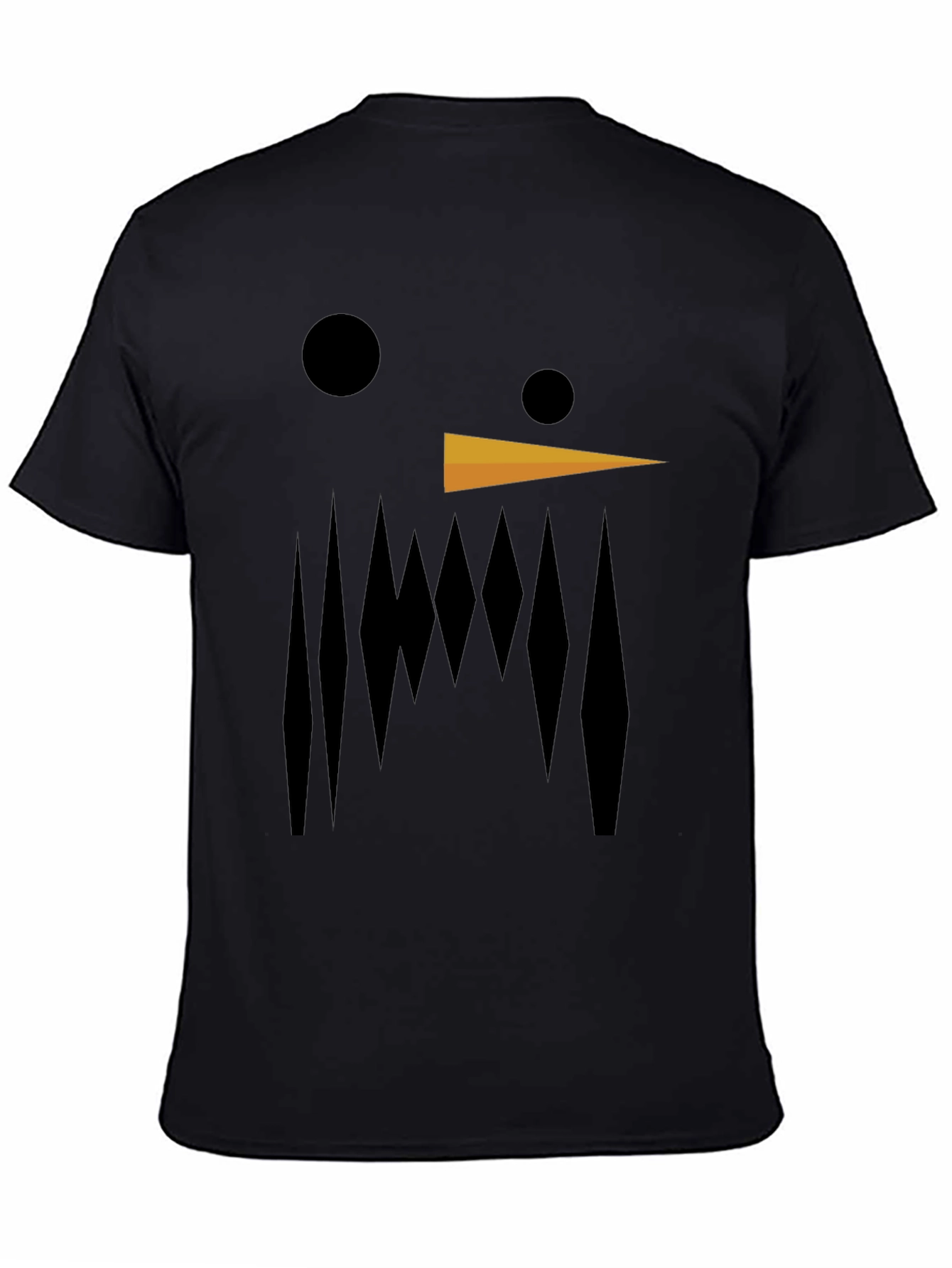 Abstract Snowman Graphic Tee - Black Cotton Blend