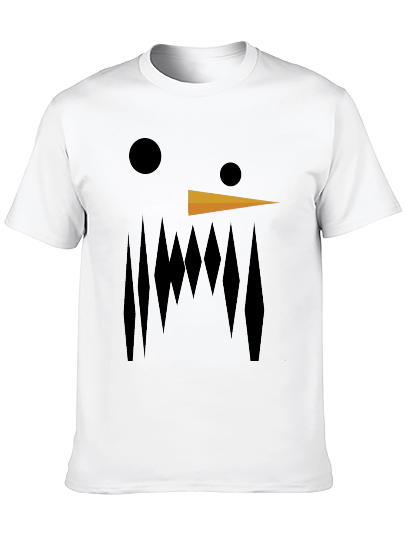 Abstract Snowman Graphic Tee - Black Cotton Blend