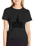 Black Building Print Crew Neck T-Shirt