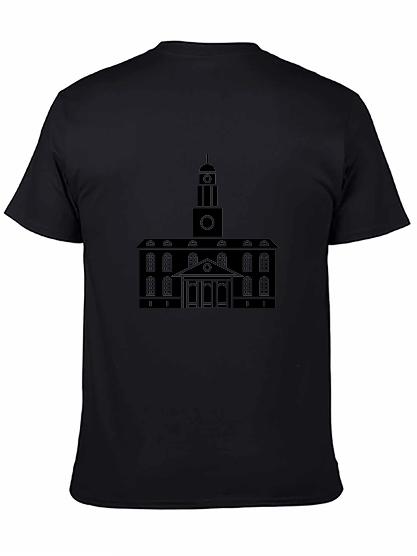 Black Building Print Crew Neck T-Shirt