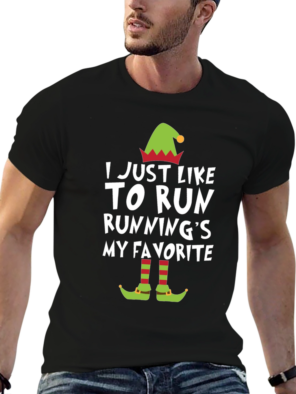 Funny Running Elf Christmas T-Shirt