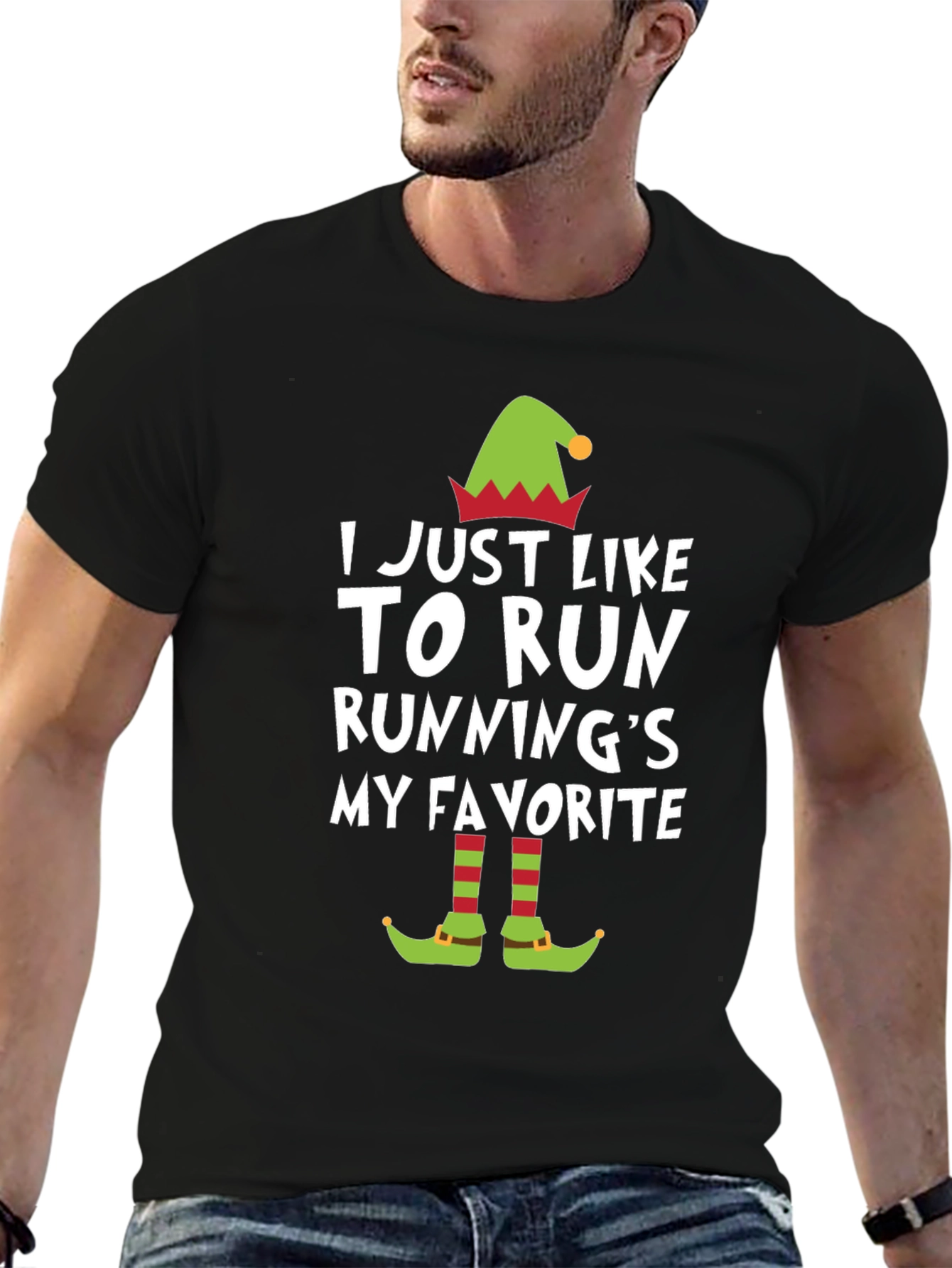 Funny Running Elf Christmas T-Shirt