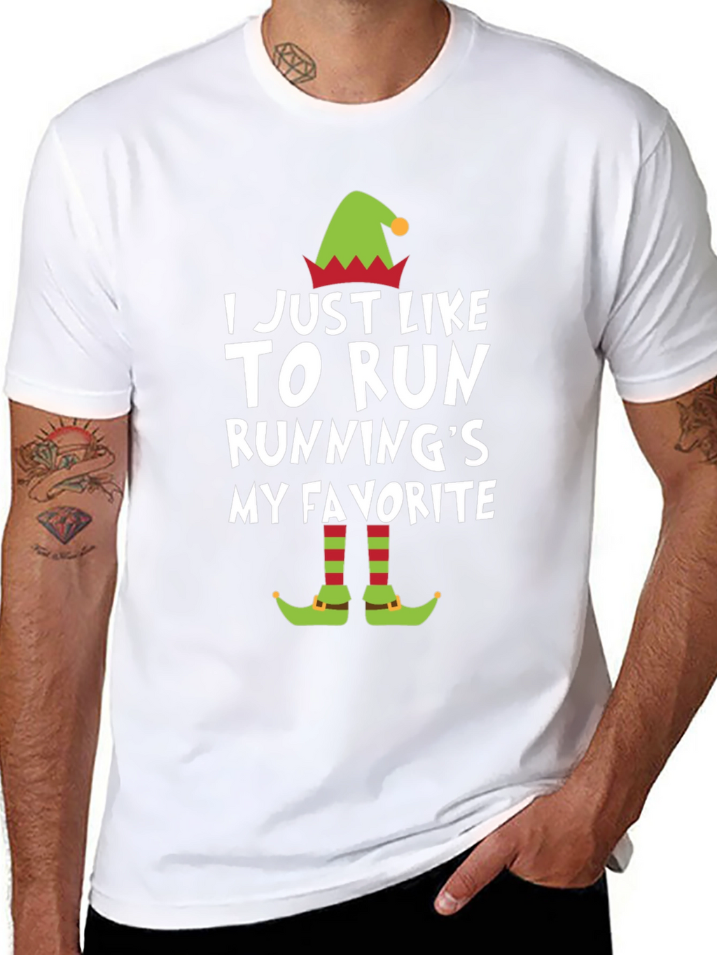 Funny Running Elf Christmas T-Shirt