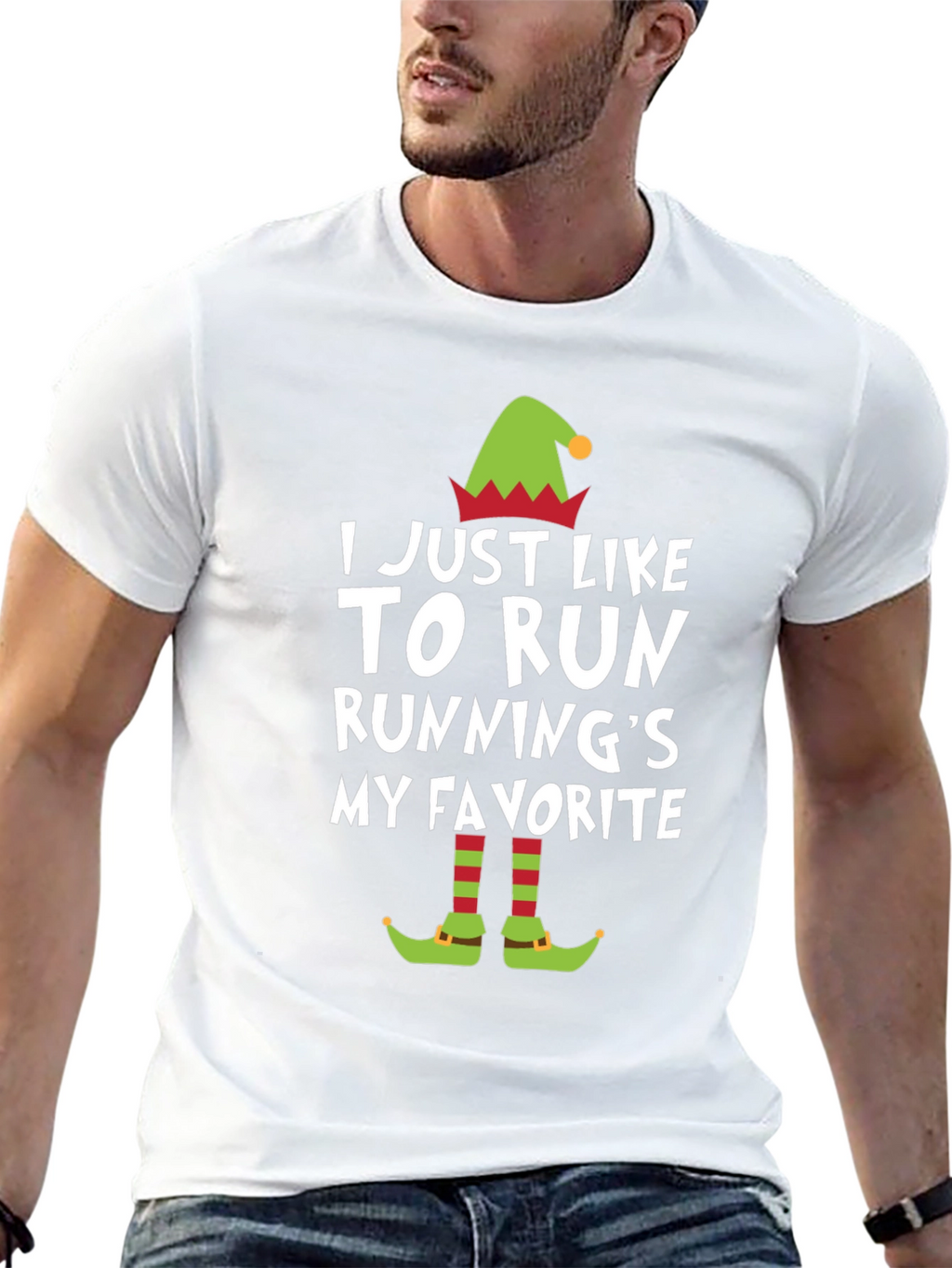 Funny Running Elf Christmas T-Shirt