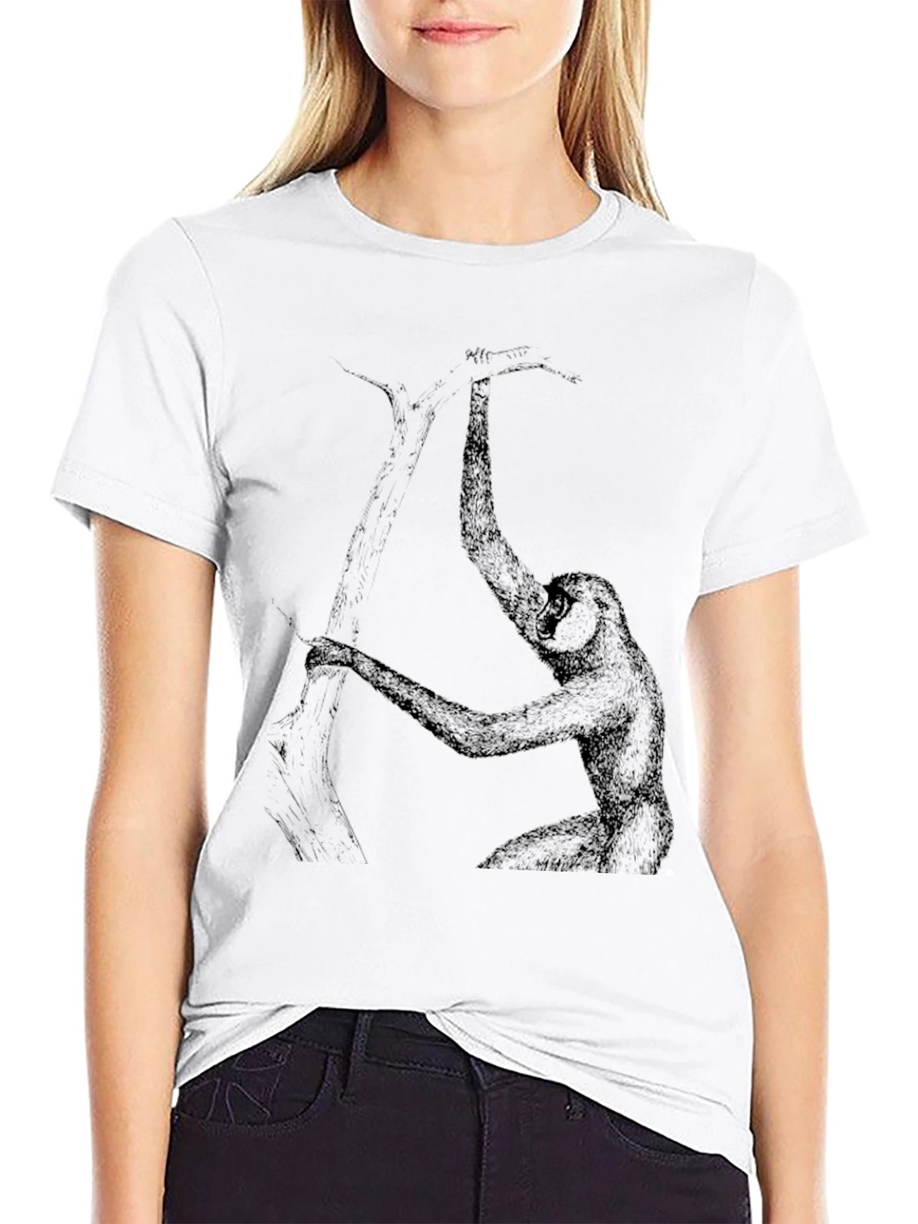 Gibbon Graphic Tee - Black Cotton T-Shirt