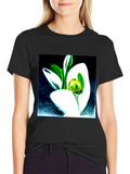 Modern Floral Graphic Tee - Artistic Black T-Shirt